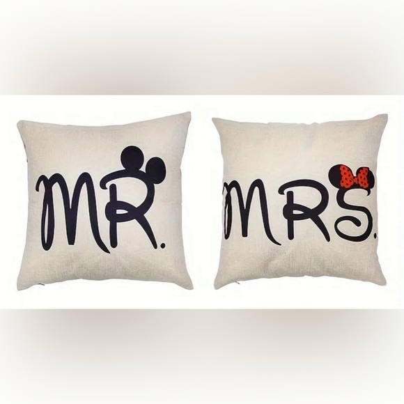 Disney Mickey & Minnie Mouse Mr & Mrs Pillow cover wedding anniversary decor - Picture 5 of 5